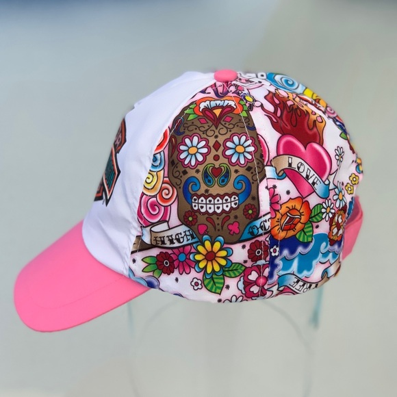 Harley-Davidson Girl’s Pink Glitter Sugar Skull and Butterflies Hat ~ 4-14 - Picture 4 of 9